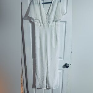 White ruffled jumpsuit